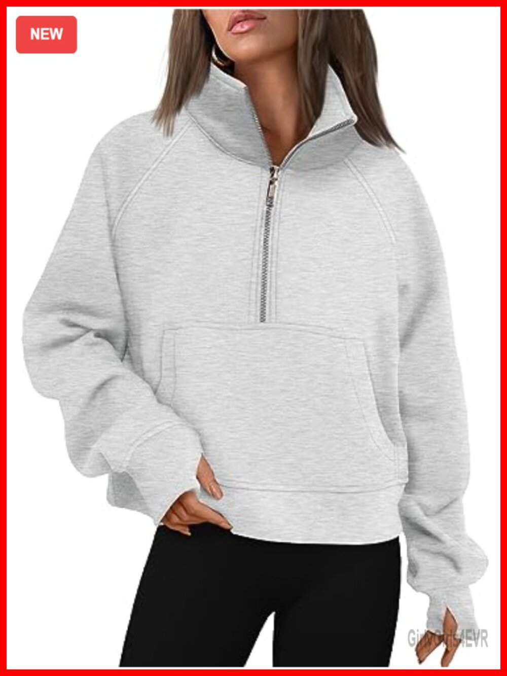 Womens Half Zip Fleece Pullover Sweatshirt with Thumb Holes Kangaroo Pocket